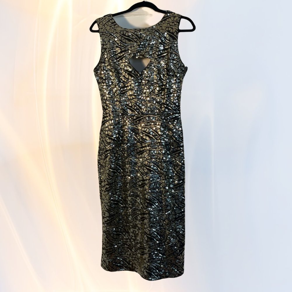 Seduce in Style:Bettie Page by Tatyana Gold & Black Keyhole Pencil Dress -Size L